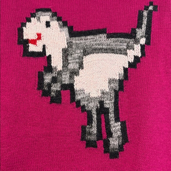 💗🦖COACH 1941 Pink Super Fuzzy Sweater REXY DINOSAUR Size M 🦖💗 - Picture 4 of 7